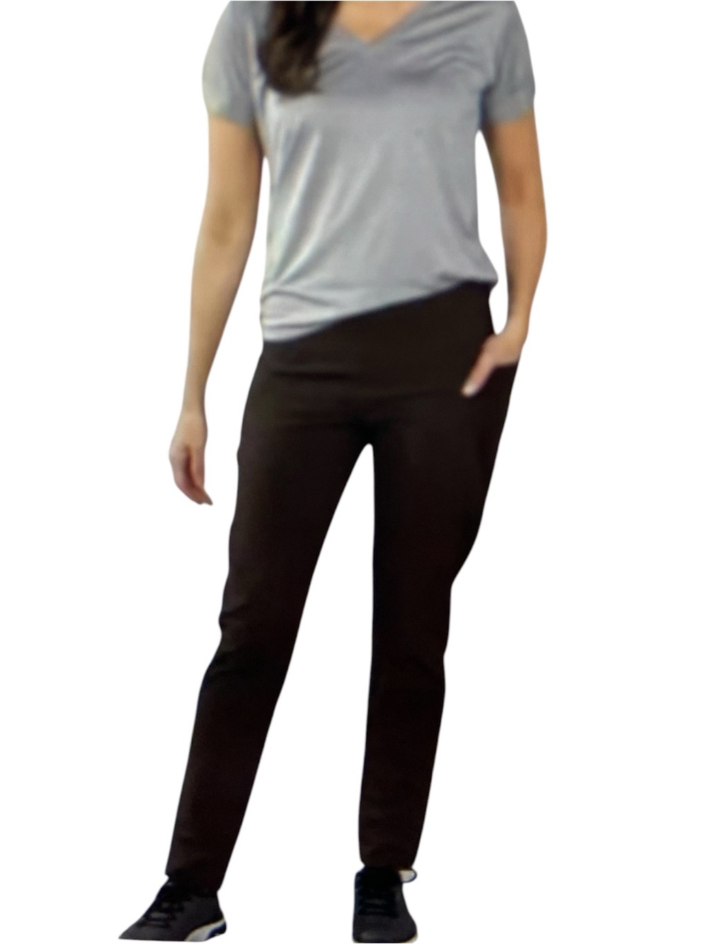 Women With Control Tummy Control Slim Leg Yoga Pants With Pockets Chocolate S